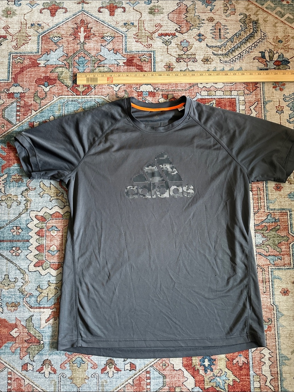 adidas Gray Short-Sleeve Athletic Tee with Logo